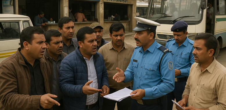 भोजपुरमा ट्राफिकको ‘असुली धन्दा’ ले व्यवसायी हैरान